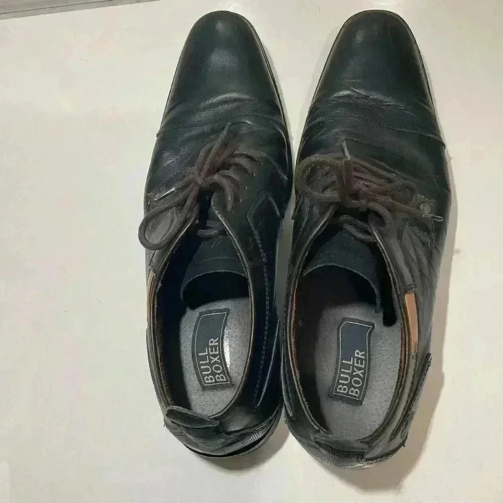 Bull Boxer Handcrafted Leather Men’s Black Loafers, Size 45 /12 US Dress Shoes